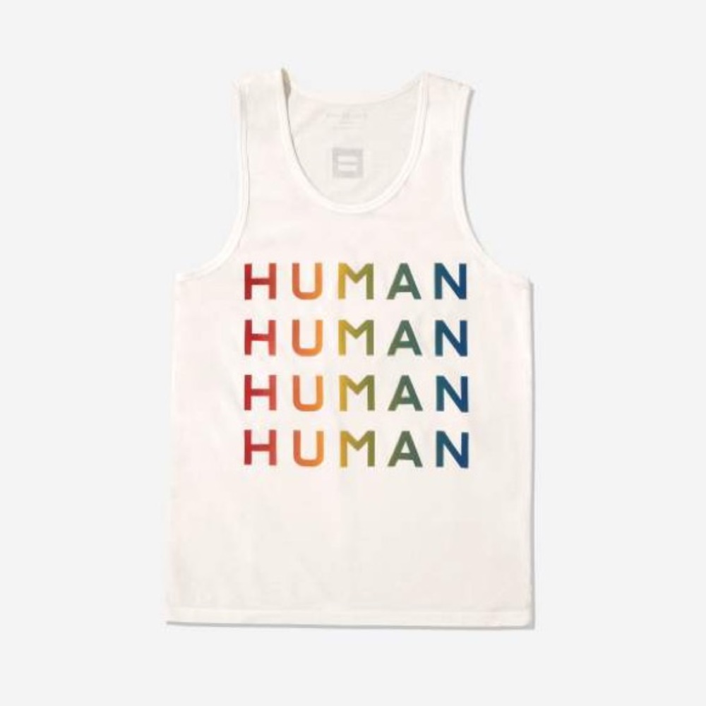 Everlane 100% Human pride tank (white XS)